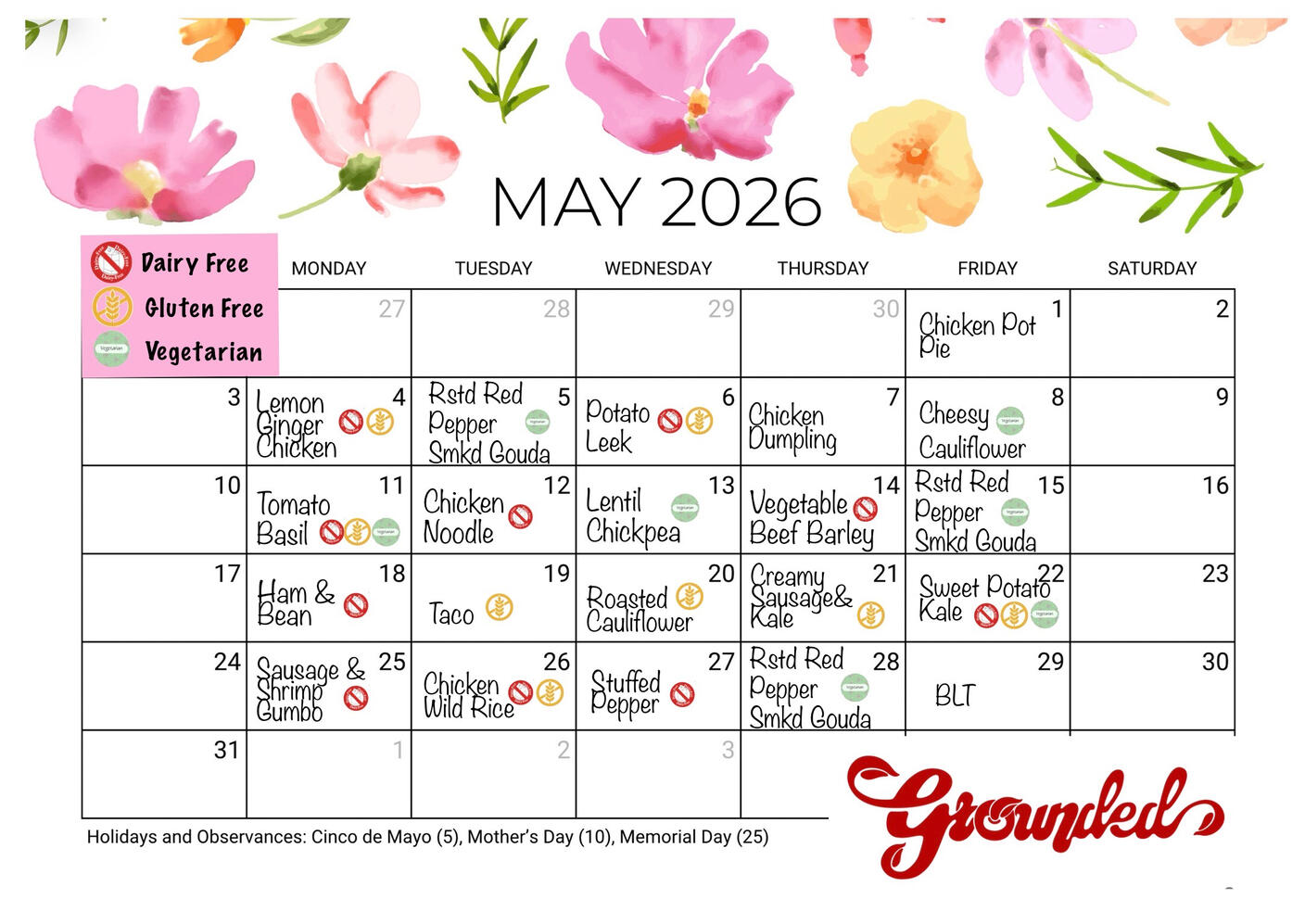 Monthly Soup Menu