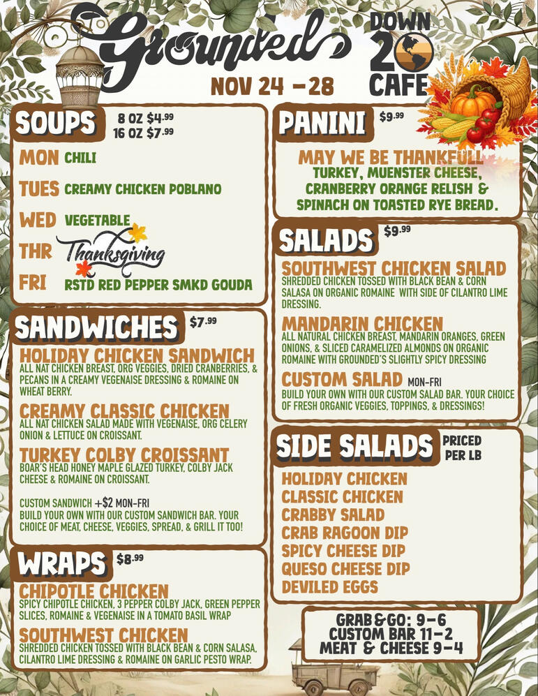 Weekly Deli Menu